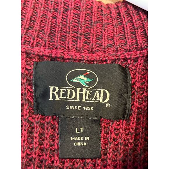 Vintage Red Head Men's LRG Tall Red Button Down Chunky Knit Henley Style Sweater - Picture 2 of 6